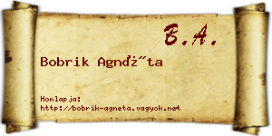 Bobrik Agnéta névjegykártya